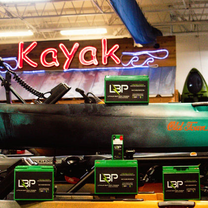 Kayak lithium batteries. Kayak batteries. 12v batteries / 12 volt batteries / 12v lithium batteries / 12 volt lithium batteries. High-performance lithium battery from Lithium Battery Power – lightweight, fast-charging, and built for long cycle life.