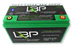 LBP 36V 60Ah BT Lithium Battery with Bluetooth monitoring, durable green and black casing, and detailed technical specifications labeled on the exterior