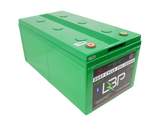 LBP 24V 200Ah BT Lithium Battery featuring a green casing and terminal posts, designed for high-performance deep cycle applications – Lithium Battery Power, LLC.