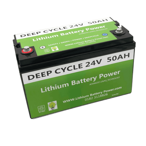 LBP 24V 50Ah ECO Lithium Battery with compact design and terminal connections, ideal for efficient energy storage – Lithium Battery Power, LLC.