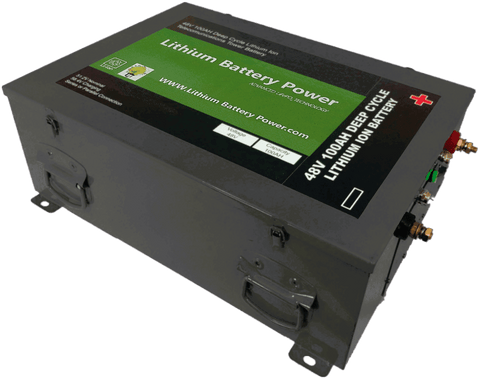 LBP 48V 100Ah Lithium Battery for deep cycle use, featuring advanced Battery Management System (BMS), ideal for trolling motors, off-grid solar systems, and marine applications