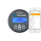 Victron BMV-712 Smart battery monitor with built-in Bluetooth from Lithium Battery Power, displaying voltage, current, state of charge, and time-to-go for 12V–48V battery systems